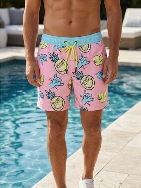 NWT NEFF Duck All Play Swim Trunks Men’s Graphic Print Board Shorts Size L